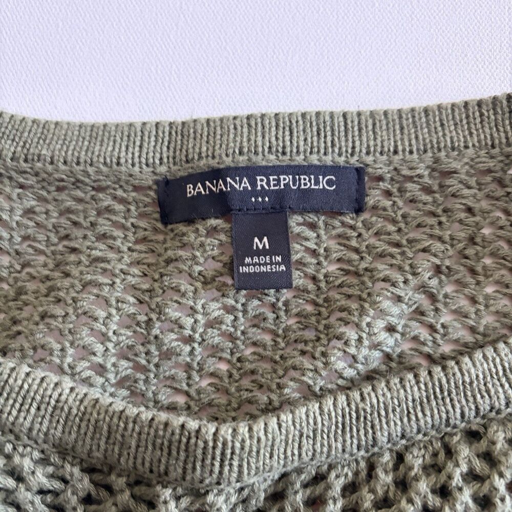 Banana Republic Women’s Open Stitch Knit Sweater Vegan Green Size Medium - Picture 6 of 12